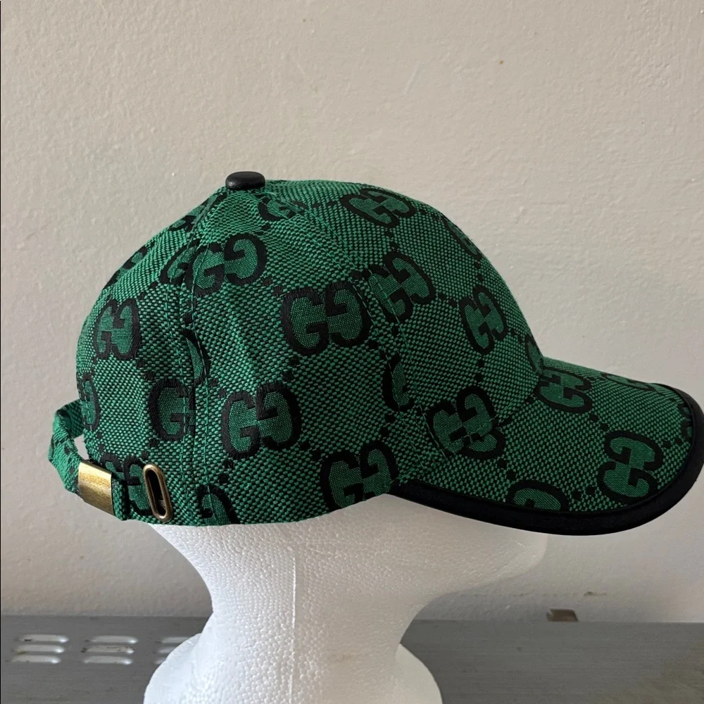 Gucci Green and Black GG Monogram Baseball Cap - Picture 2 of 4